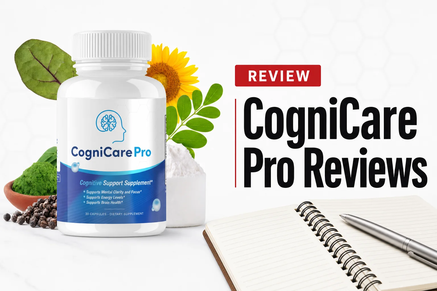 Editorial review thumbnail showing CogniCare Pro bottle and 'CogniCare Pro Reviews' headline